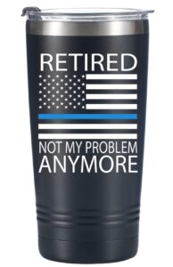 onebttl police officer retirement gifts, gifts for retired police officers men, law enforcement, correctional officer, cops, stainless steel tumbler travel mug cup - 20 oz black