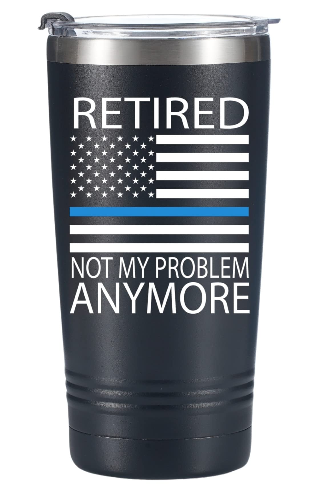 Onebttl Police Officer Retirement Gifts, Gifts for Retired Police Officers Men, Law Enforcement, Correctional Officer, Cops, Stainless Steel Tumbler Travel Mug Cup - 20 oz Black