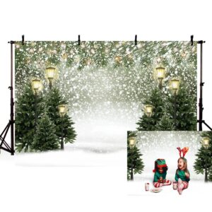 mehofond winter christmas tree snowflake photography background street lamp xmas birthday decoration snowflake banner photo backdrop booth props vinyl 8x6ft