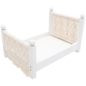 partykindom 1pc newborn photography prop crib shooting assisted wood hand- woven bed for home/wall/kitchen/room decor
