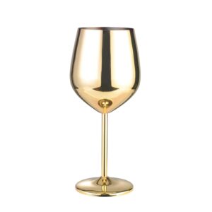 500ml stainless steel wine glass,wine tumbler,stainless steel stem wine glass,unbreakable wine glass goblet,metal wine glass,for outdoor events,picnics,camping(gold plated)