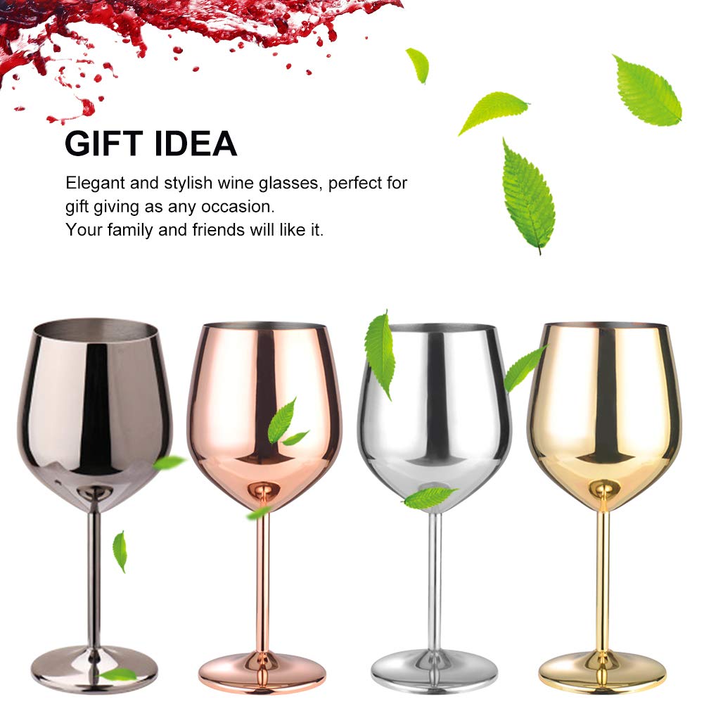 500ml Stainless Steel Wine Glass,Wine Tumbler,Stainless Steel Stem Wine Glass,Unbreakable Wine Glass Goblet,Metal Wine Glass,for Outdoor Events,Picnics,Camping(Gold Plated)