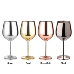 500ml Stainless Steel Wine Glass,Wine Tumbler,Stainless Steel Stem Wine Glass,Unbreakable Wine Glass Goblet,Metal Wine Glass,for Outdoor Events,Picnics,Camping(Gold Plated)