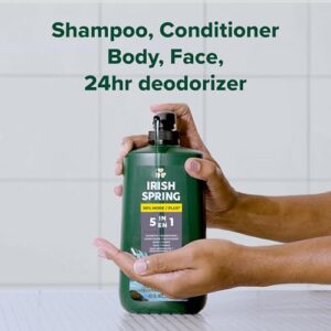 Irish Spring 5 in 1 Body Wash for Men, Men's Body Wash, Smell Fresh and Clean for 24 Hours, Conditions and Cleans Body, Face, and Hair, Made with Biodegradable Ingredients, 30 Oz Pump