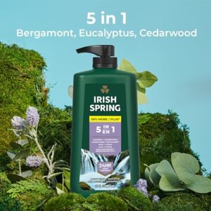 Irish Spring 5 in 1 Body Wash for Men, Men's Body Wash, Smell Fresh and Clean for 24 Hours, Conditions and Cleans Body, Face, and Hair, Made with Biodegradable Ingredients, 30 Oz Pump