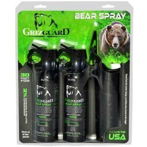 griz guard - maximum strength bear spray (2 pack) - strongest formula allowed by epa, includes (2) griz guard holsters