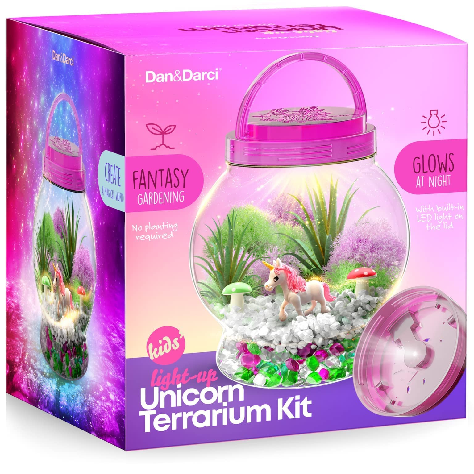 Light-Up Unicorn Terrarium Kit for Kids - Kids Birthday Easter Gifts for Kids - Best Unicorn Toys & Activities Kits Presents - Arts & Crafts for Little Girls & Boys Age 4 5 6 7 8-12 Year Old Girl Gift