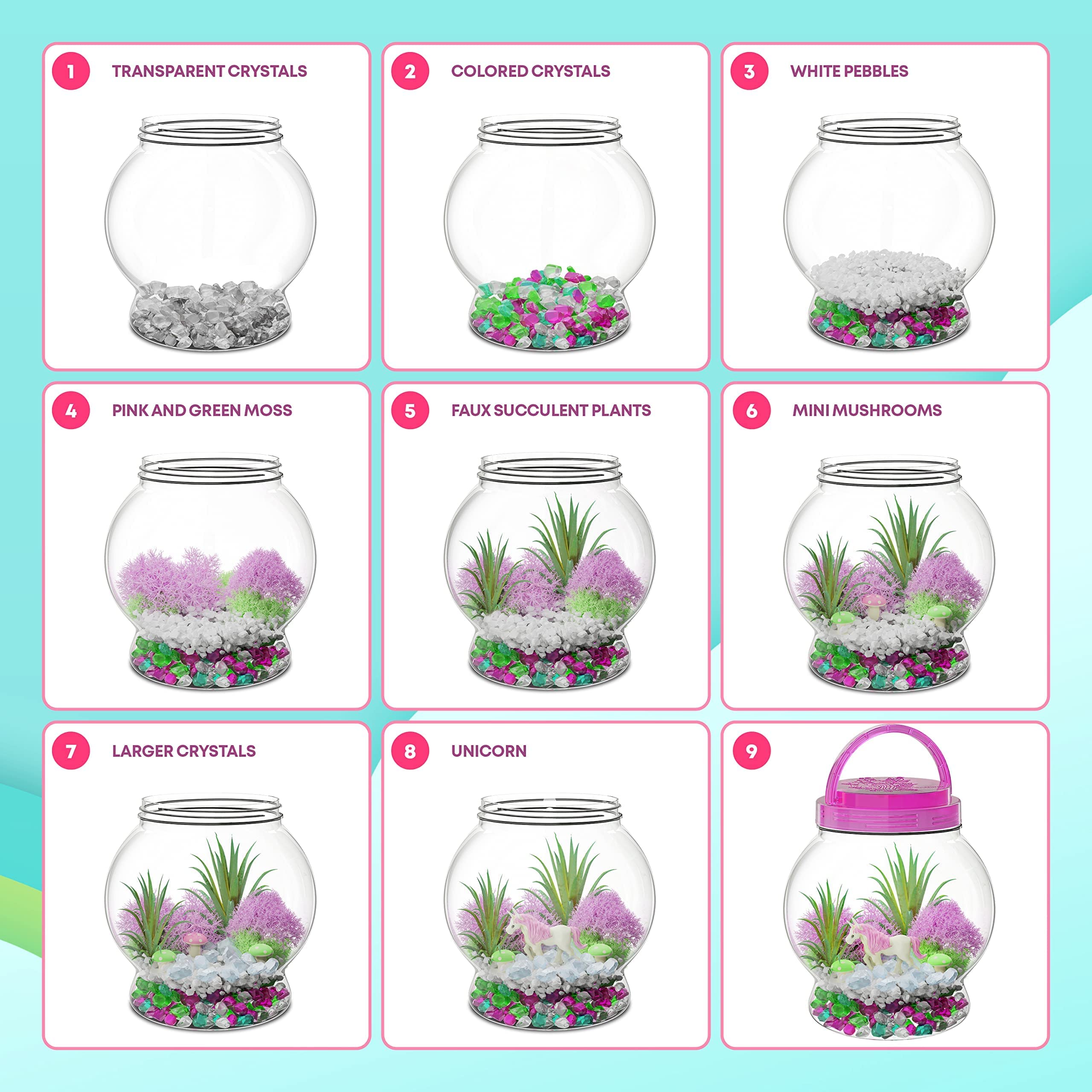 Light-Up Unicorn Terrarium Kit for Kids - Kids Birthday Easter Gifts for Kids - Best Unicorn Toys & Activities Kits Presents - Arts & Crafts for Little Girls & Boys Age 4 5 6 7 8-12 Year Old Girl Gift