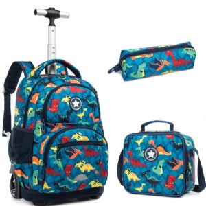 MOHCO Rolling Backpack 16 inch Kids Wheeled School Backpack Set for Boys and Girls