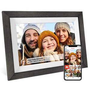 Frameo 10.1 inch Digital Picture Frame WiFi 32GB Smart Digital Photo Frame Wood IPS HD 1280 * 800 1080P Touch Screen Auto-Rotate Easy Setup to use Free Share Photos and Videos app Anywhere from MQQC