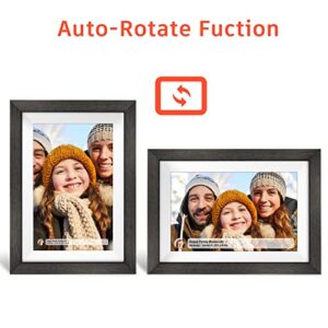 Frameo 10.1 inch Digital Picture Frame WiFi 32GB Smart Digital Photo Frame Wood IPS HD 1280 * 800 1080P Touch Screen Auto-Rotate Easy Setup to use Free Share Photos and Videos app Anywhere from MQQC