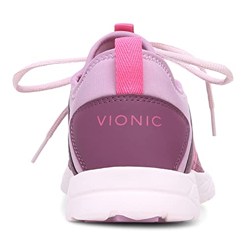 Vionic Women's Brisk Helena Lace-Up Leisure Shoe - Supportive Walking Sneakers That Include Three-Zone Comfort with Orthotic Insole Arch Support, Medium and Wide Fit Grape Kiss 8.5 Medium US