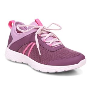 Vionic Women's Brisk Helena Lace-Up Leisure Shoe - Supportive Walking Sneakers That Include Three-Zone Comfort with Orthotic Insole Arch Support, Medium and Wide Fit Grape Kiss 8.5 Medium US