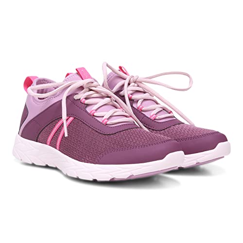 Vionic Women's Brisk Helena Lace-Up Leisure Shoe - Supportive Walking Sneakers That Include Three-Zone Comfort with Orthotic Insole Arch Support, Medium and Wide Fit Grape Kiss 8.5 Medium US