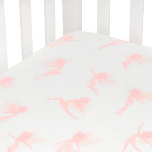 andi mae crib sheet - pink fairy - 100% jersey cotton - fits standard crib or toddler mattresses