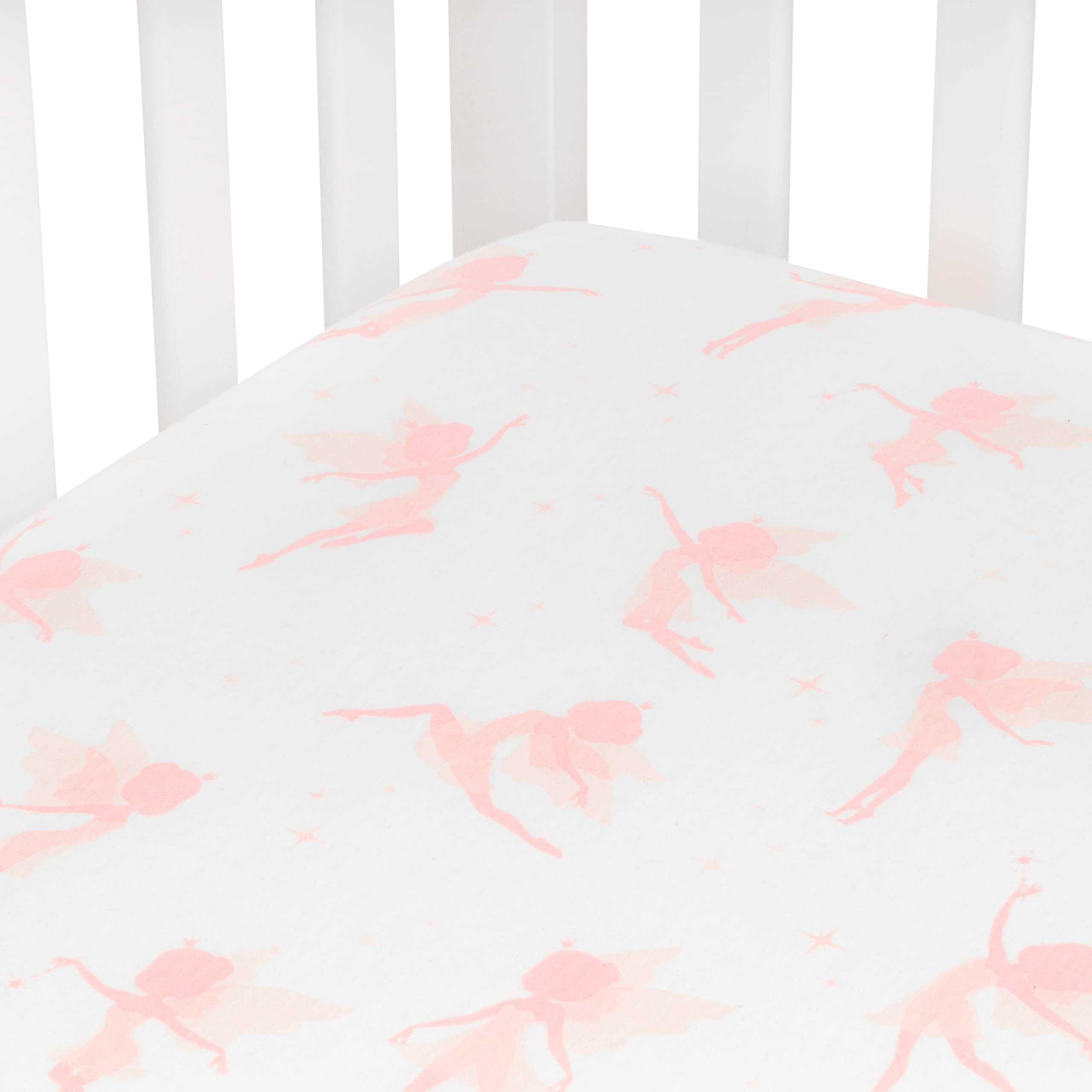 Andi Mae Crib Sheet - Pink Fairy - 100% Jersey Cotton - Fits Standard Crib or Toddler Mattresses