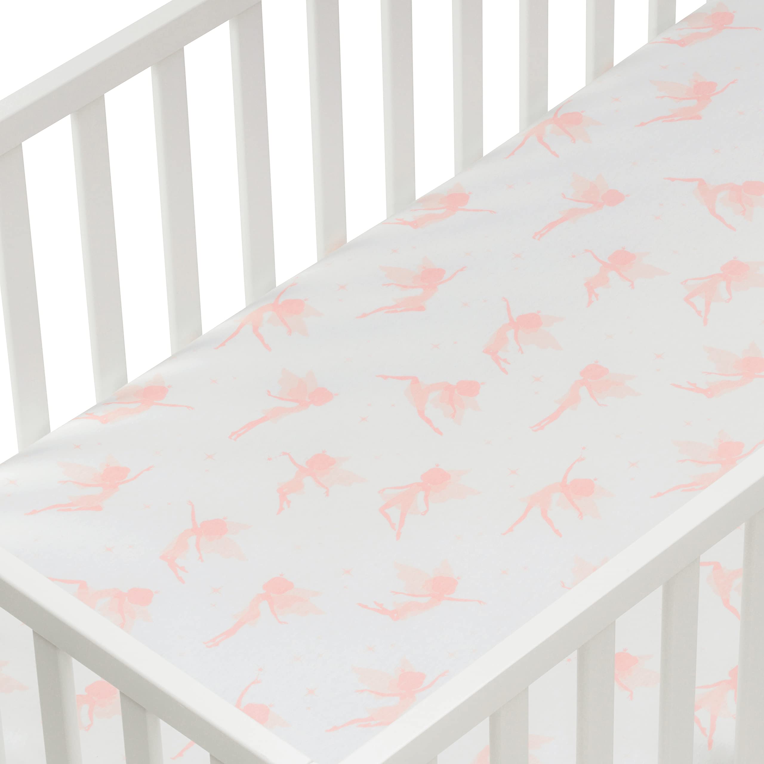 Andi Mae Crib Sheet - Pink Fairy - 100% Jersey Cotton - Fits Standard Crib or Toddler Mattresses