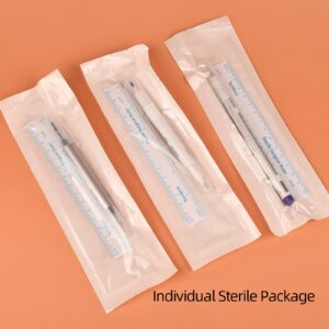 JimKing Surgical Skin Marker Pen, Professional Sterile Stencil Marker Pen with Paper Ruler for Microblading, Waterproof Disposable Marker for Skin, Eyebrow, 0.5mm+0.1mm Head