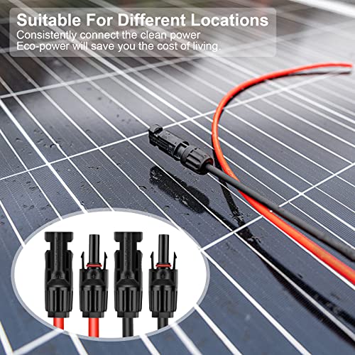 Geosiry Twin Wire Solar Panel Extension Cable - 20Ft 10AWG(6mm²) Solar Extension Cable with Female and Male Connector, Solar Panel Wire Adapter for Home, Shop and RV Solar Panels (10AWG 20FT)