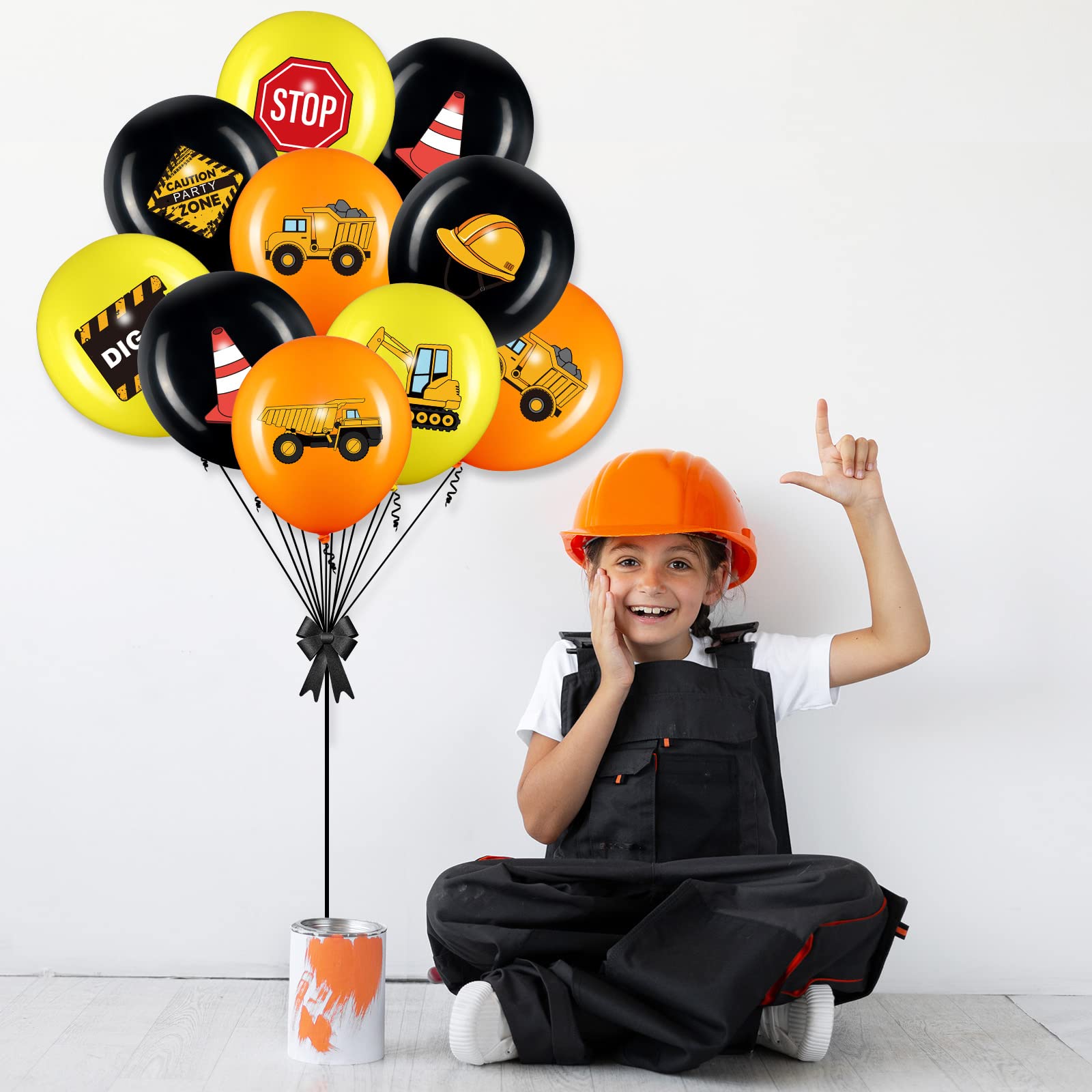 45 Pieces Construction Balloons, 12 Inch Construction Birthday Party Decorations for Children Shower Dump Truck Birthday Party Construction Zone Theme Party Traffic Zone Birthday Party Supplies