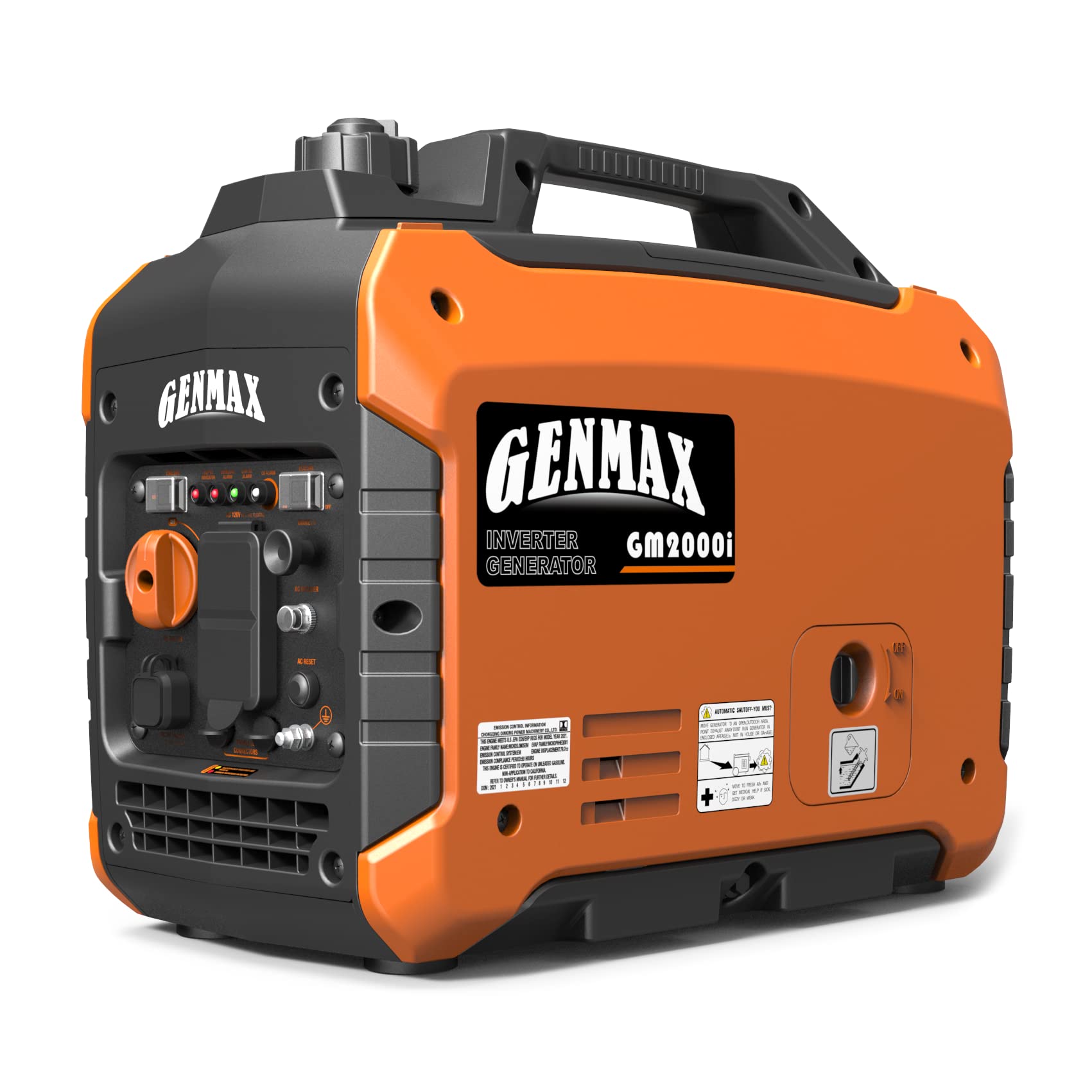 GENMAX Portable Inverter Generator, 2000W Ultra Quiet Gas Engine, EPA Compliant, Eco Mode Function, Ultra Light, Suitable for Backup Home and Camping(GM2000i)