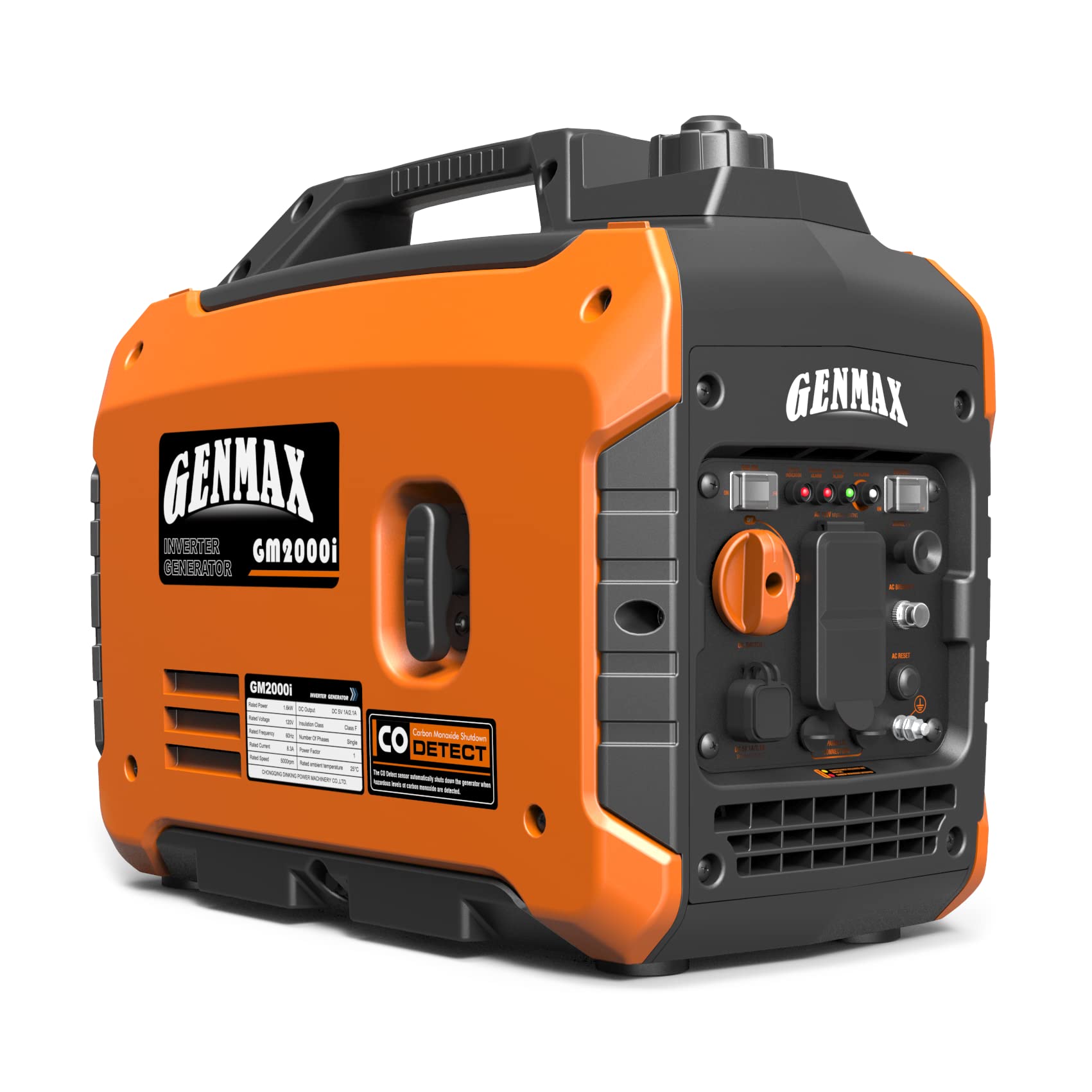 GENMAX Portable Inverter Generator, 2000W Ultra Quiet Gas Engine, EPA Compliant, Eco Mode Function, Ultra Light, Suitable for Backup Home and Camping(GM2000i)