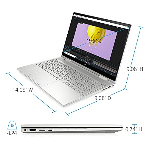 HP Envy x360 15 2-in-1 Laptop 15.6" FHD IPS Touchscreen 11th Gen Intel Quad-Core i5-1135G7 (Beats i7-10710U) 16GB RAM 512GB SSD Backlit Fingerprint HDMI USB-C B&O Win10 Silver + HDMI Cable