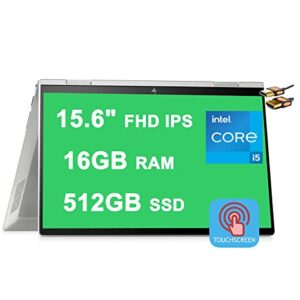hp envy x360 15 2-in-1 laptop 15.6" fhd ips touchscreen 11th gen intel quad-core i5-1135g7 (beats i7-10710u) 16gb ram 512gb ssd backlit fingerprint hdmi usb-c b&o win10 silver + hdmi cable