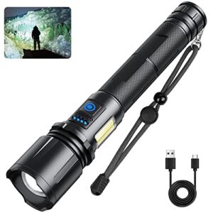 cinlinso flashlights high lumens rechargeable, 990,000 lumens super bright led flashlight, 7 modes with cob light, ipx6 waterproof, handheld powerful flash light for hu∩ting, camping, emerge∩cies