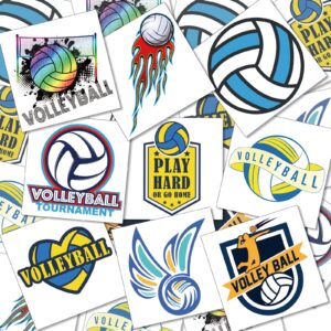 144 pcs volleyball temporary tattoos for team volleyball team gift sports waterproof body stickers volleyball tattoos for fans team party supplies, 9 styles