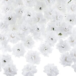 syhood 100 pieces artificial roses head fake silk rose head diy fake roses heads for wedding flower wall diy crafts bouquet decoration (white)