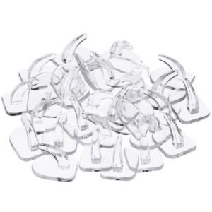 Queekay 30 Pieces Clear Adhesive Wall Hooks for Hanging, Transparent Reusable Seamless Hooks Small Acrylic Sticky Hangers with Non Marking Sticker for Kitchen Bathroom Bedroom Office