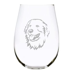 great pyrenees themed, dog stemless wine glass, 17 oz.