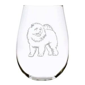 chow chow themed, dog stemless wine glass, 17 oz.