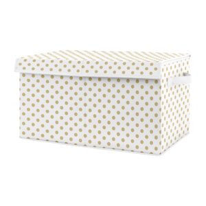 sweet jojo designs gold and white polka dot girl small fabric toy bin storage box chest for baby nursery or kids room - for peach pink green shabby chic boho watercolor floral rose flower collection