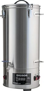 kegland digiboil electric kettle - 35 liters / 9.25 gallons (110v), 1500w power, digital temperature control, stainless steel, beer brewing machine, water heater, compatible for distillation(be501)