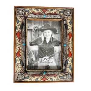 urbalabs cowboy fancy red and gem western decor picture frame 5 x 7 country gifts farmhouse picture frames photo frame wall hanging or standing 5x7 elaborate picture frame