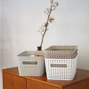 MBKO Plastic Storage Basket - Kitchen Office Pantry Organizer Bins (Small-6PK, Grey)