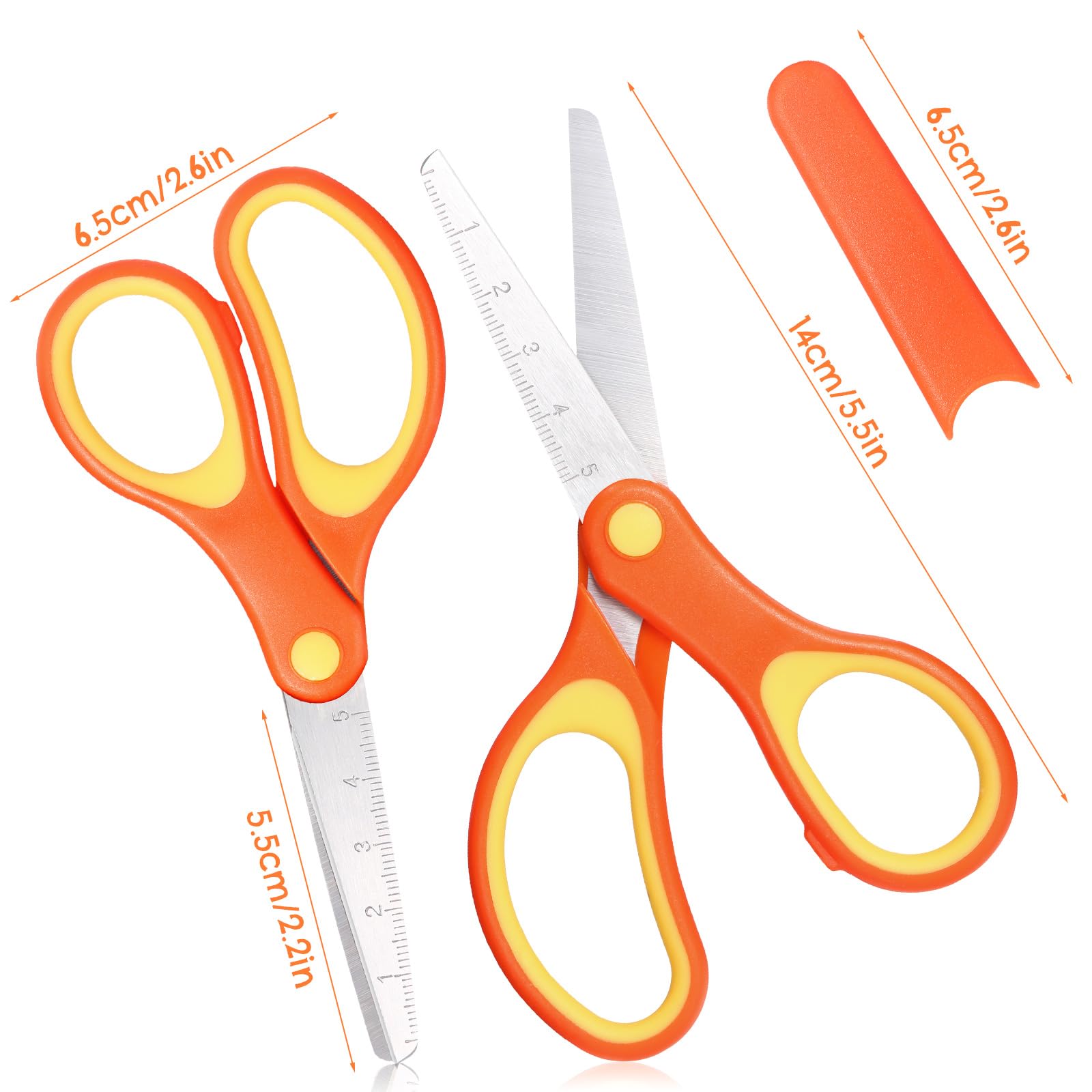 6 Inch Operation Left/Right Handed Kids Scissors, Safety Blunt Tip Toddler Scissors Stainless Steel Blade Scissors with Cover for Children Teacher School Craft Christian Supplies(3 Pieces)