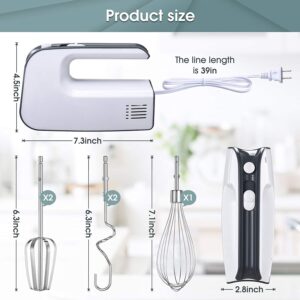 Hand Mixer, 5-Speed Hand Mixer Electric 400W Handheld Mixer with Snap-on Storage Case and 5 Stainless Steel Attachments, Lightweight Kitchen Mixer for Cooking and Baking Cakes, Eggs and Dough