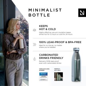 LARS NYSØM Stainless Steel Insulated Water Bottle 12oz 17oz 25oz 34oz 51oz | BPA-free Insulated Thermo Flask for Hot and Cold Beverages | Leakproof Drinking Bottle (Baby Blue, 17oz)