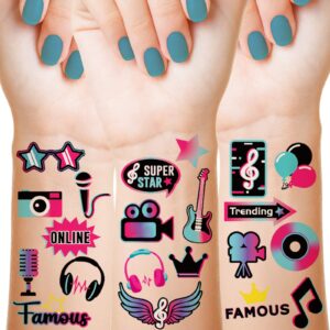 maitys 288 pcs music temporary tattoos stickers, mixed style hand wrist body art for kids disco music tattoo stickers for children music theme party supplies decorations boys girls birthday gifts