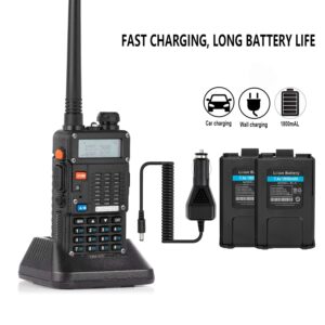 BAOFENG Ham Radio, UV-5R Pro 8W Walkie Talkies, Handheld Dual Band Two Way Ham Radios Long Range with Rechargeable Battery, Earpieces, Mic, Antenna and Programming Cable (2 Pack)