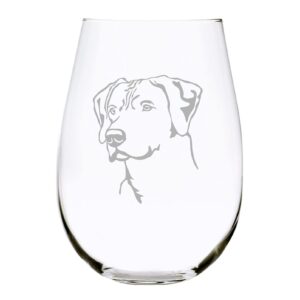 rhodesian ridgeback (r2) themed, dog stemless wine glass, 17 oz.