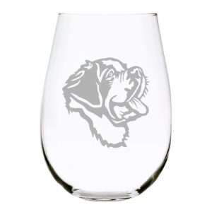 saint bernard themed, dog stemless wine glass, 17 oz.