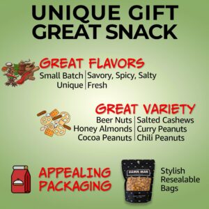 Nuts Gift Basket for Men, Adults - 6 Unique Flavors, Great Birthday Gift for Men, Gift for Dad, Food Gift Basket, Gourmet Nut Snack