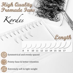 1000pcs Premade Fans Eyelash Extensions - 5D Volume Eyelash Extensions C Curl - 1000 handmade fans - 0.7mm thick (9mm) (Mix 9mm to 16mm)