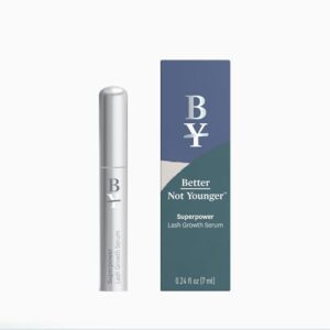 better not younger superpower lash serum (7ml) lash conditioner with peptides, vitamins & nutrients - lash enhancing serum for thicker, fuller and longer lashes - cruelty-free eyelash serum