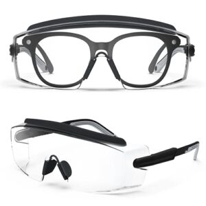torege safety glasses over glasses, anti fog safety glasses with adjustable frame and temples,fit well over eyeglasses (black)