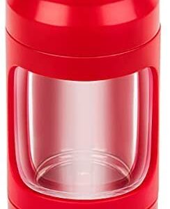 LED Magnifying Jar with Grinder for Herbs, Light up Storage Jar with 8x Magnifying Glass Jar Glow Jar Portable, Storage and Grinding in One Keep Herbs Spice Dry and Fresh (RED)